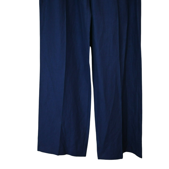 Moschino Cheap and Chic Wide Leg Pants Size 10 Blue Career Wool Linen Pleated - Picture 4 of 8
